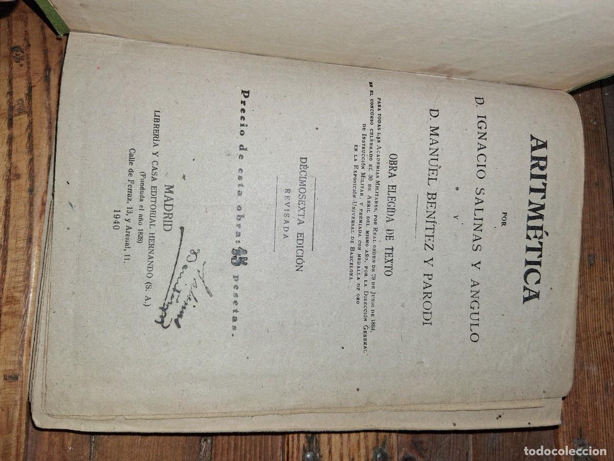 Libros antiguos: Libro Aritm&eacute;tica Salinas y Ben&iacute;tez a&ntilde;o 1940 - Foto 2