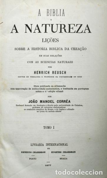 Libros antiguos: REUSCH. (Henrich) - A BIBLIA E A NATUREZA. - Foto 1