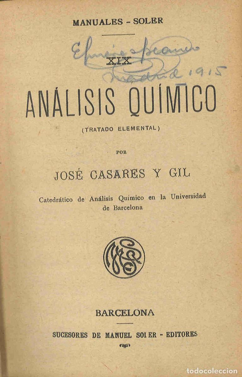 Libros antiguos: An&aacute;lisis qu&iacute;mico. Manuales Gallach - Foto 2