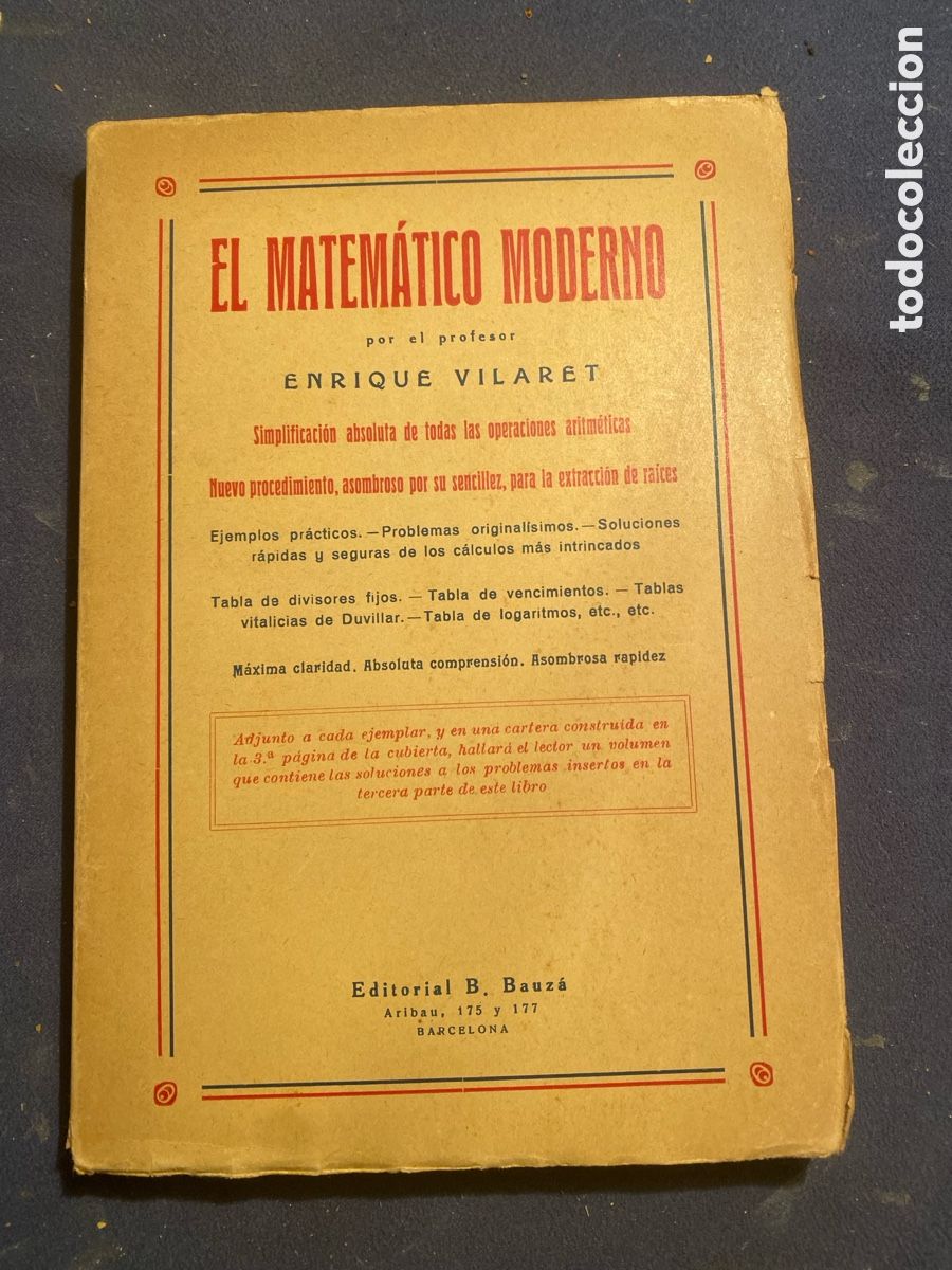 Libros antiguos: ENRIQUE VILARET: - EL MATEM&Aacute;TICO MODERNO. - (BAUZA, 1930)