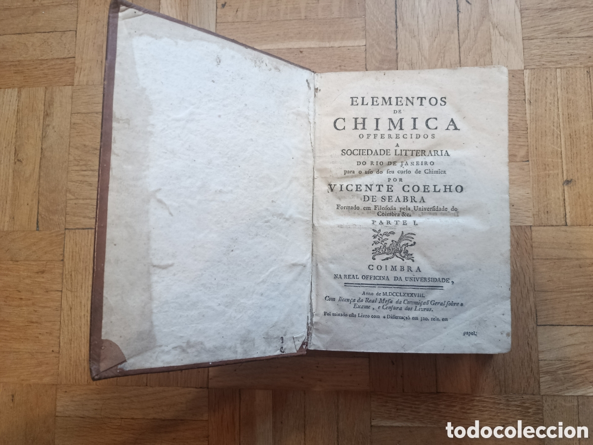 Libros antiguos: Elementos de Chimica, Vicente Coelho de Seabra (1788)