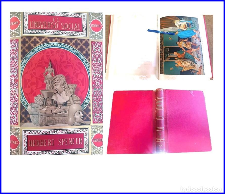 Livres anciens: A&ntilde;o 1884. El Universo Social. In folio. En espa&ntilde;ol. Con hermosas cromolitograf&iacute;as a color
