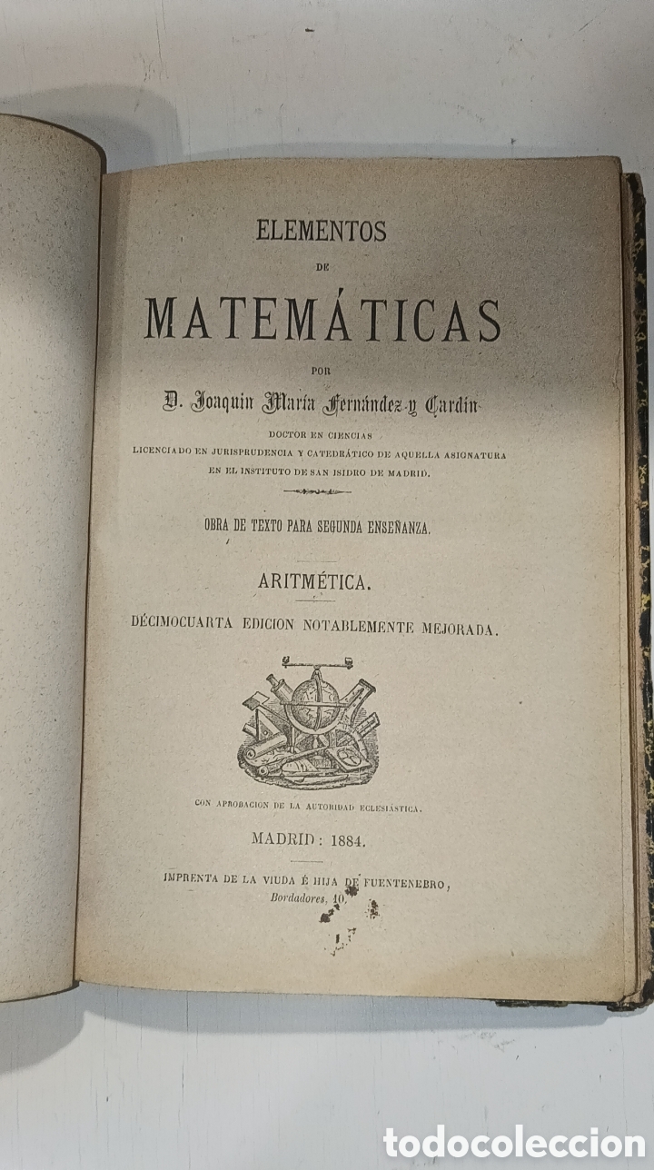Libros antiguos: MATEM&Aacute;TICAS ARITM&Eacute;TICA CARDIN 1884