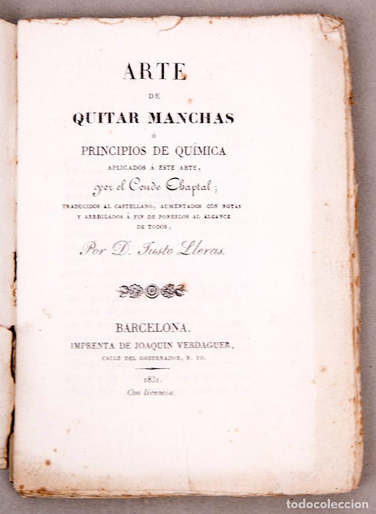 Libros antiguos: ARTE DE QUITAR MANCHAS - 1831 - CONDE CHAPTAL