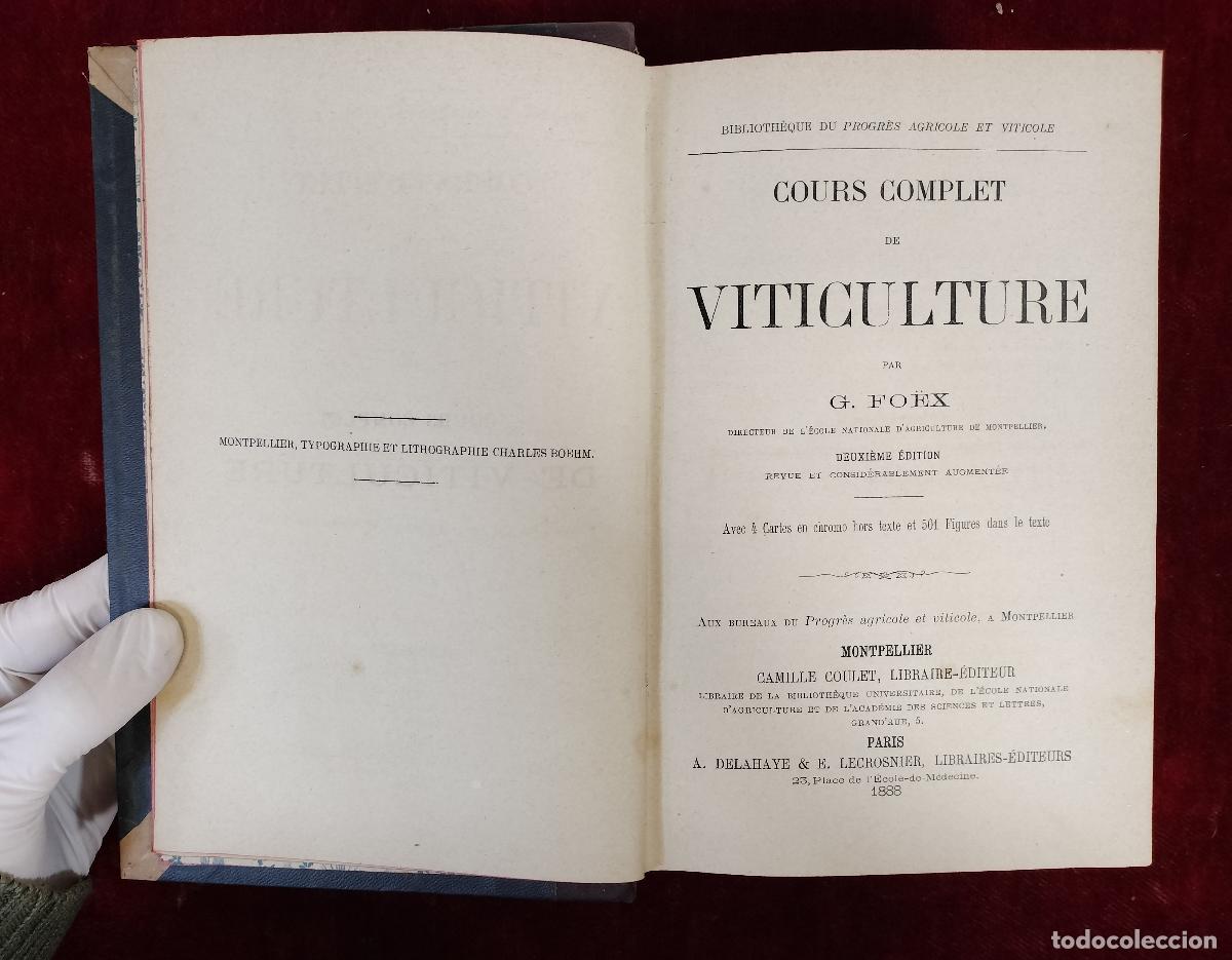 Libros antiguos: COURS COMPLET DE VITICULTURE. G. FO&Euml;X. DEUXI&Egrave;ME &Eacute;DITION. A. DELAHAYE &Eacute;D. PARIS, 1888