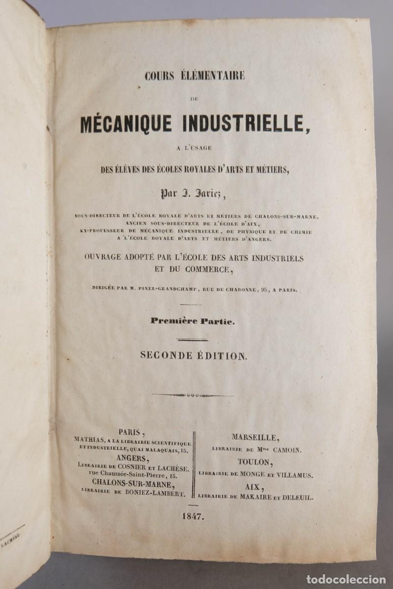 Libros antiguos: COURS &Eacute;L&Eacute;MENTAIRE DE M&Eacute;CANIQUE INDUSTRIELLE - D.DARIER - PREMI&Egrave;RE PARTIE - 2&ordf;EDICION 1847