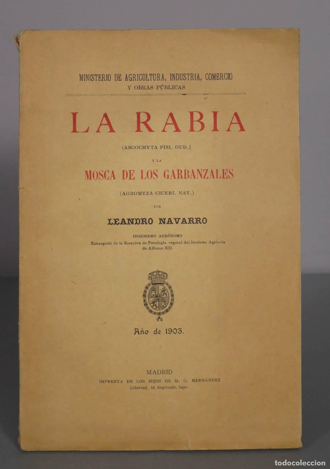Libros antiguos: La Rabia y la Mosca de los Garbanzales - Leandro Navarro - 1903