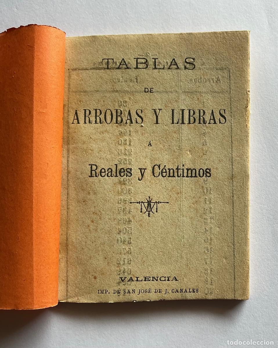 Libros antiguos: PEQUE&Ntilde;O LIBRO CONVERSI&Oacute;N TABLAS DE ARROBAS Y LIBRAS A REALES Y C&Eacute;NTIMOS VALENCIA