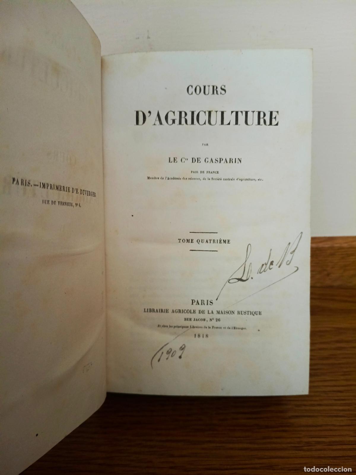 Libros antiguos: COURS D'AGRICULTURE PAR DE GASPARIN, TOMO 4. PARIS 1818