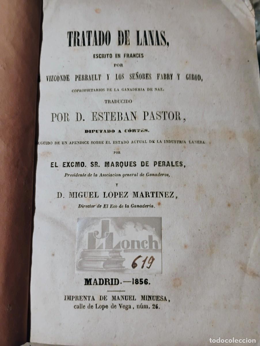 Libros antiguos: ~~~~~ CURIOSO TRATADO DE LANAS POR EL VIZCONDE PERRAULT DE 1856 , MIDE 18 X 13 CM. ~~~~