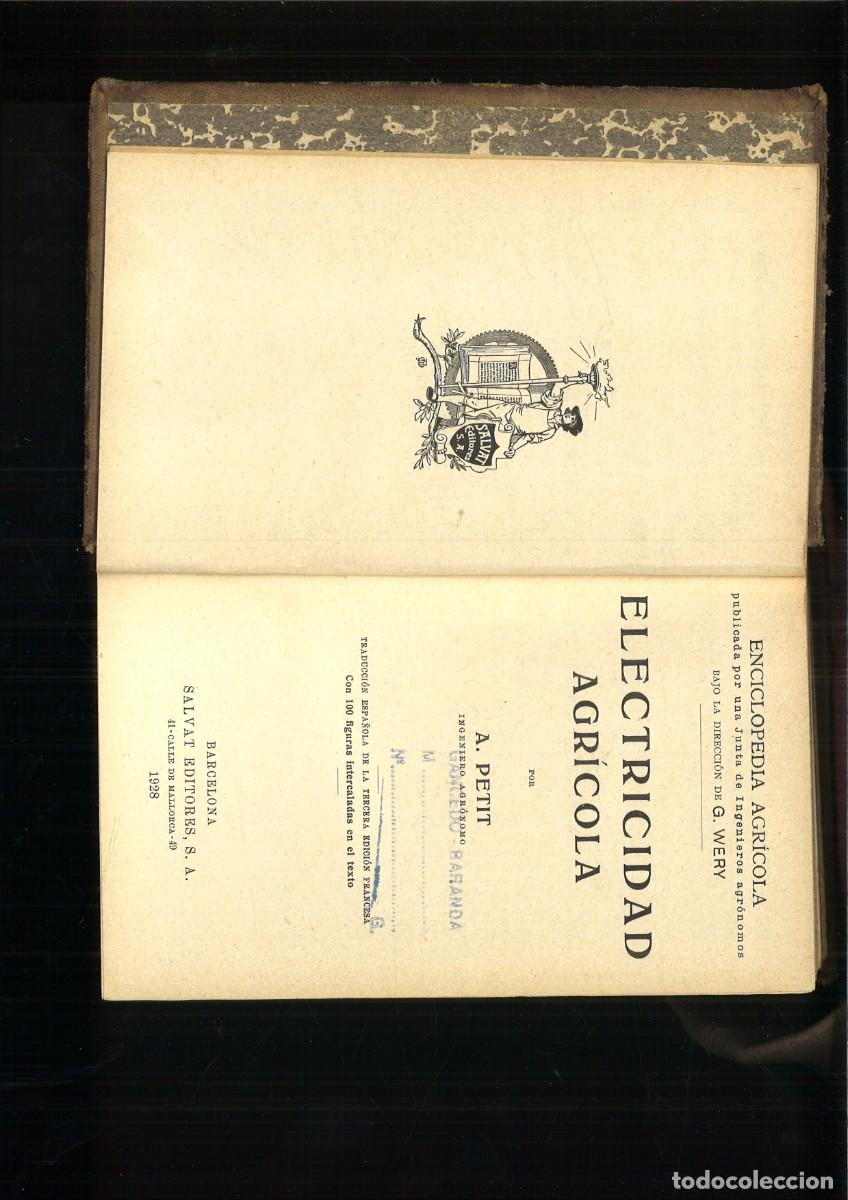 Libros antiguos: ELECTRICIDAD AGRICOLA. A. Petit