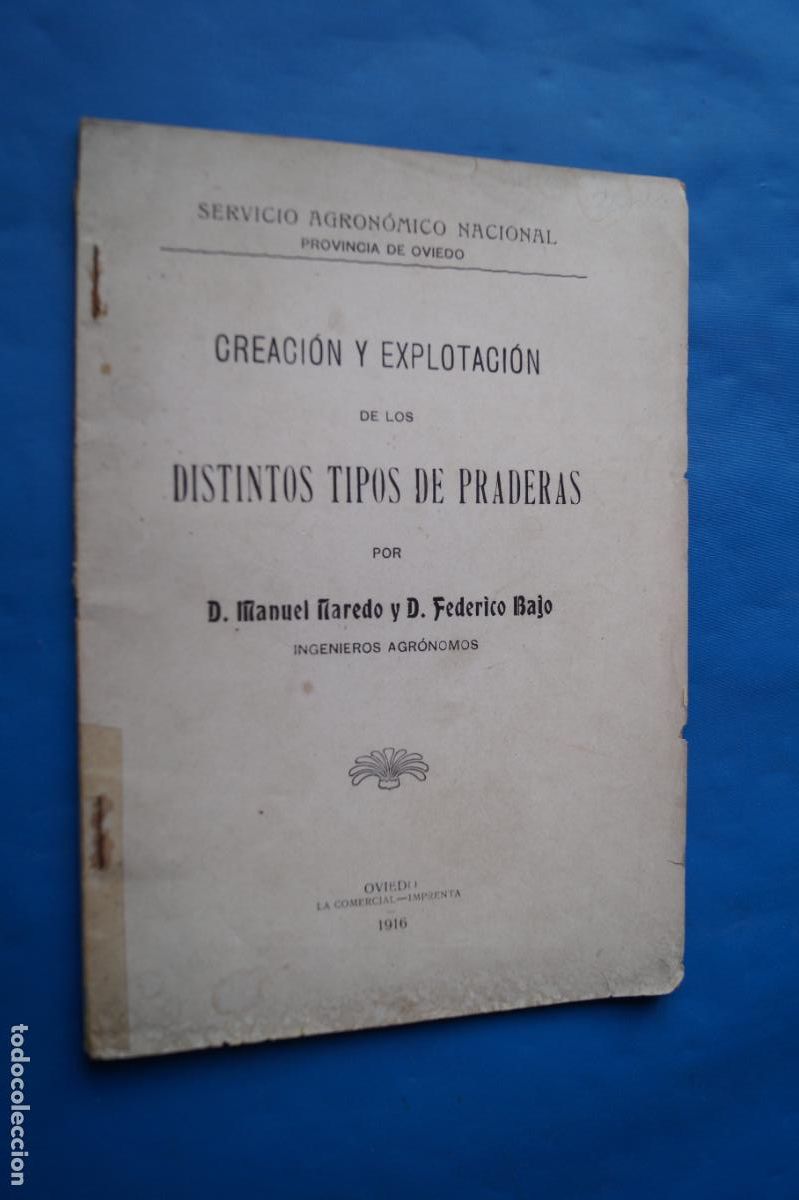 Libros antiguos: CREACION Y EXPLOTACION TIPOS DE PRADERAS. PROVINCIA DE OVIEDO. MANUEL NAREDO. 1916