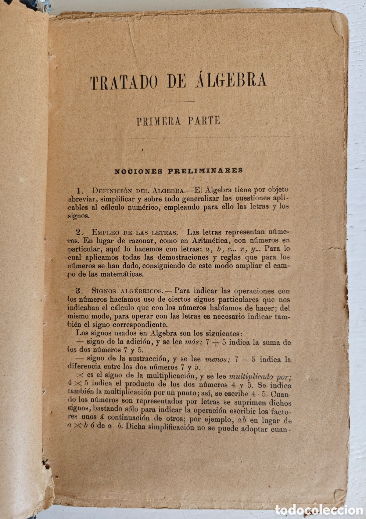 Libros antiguos: Tratado de &Aacute;lgebra por Bertrand - Foto 4