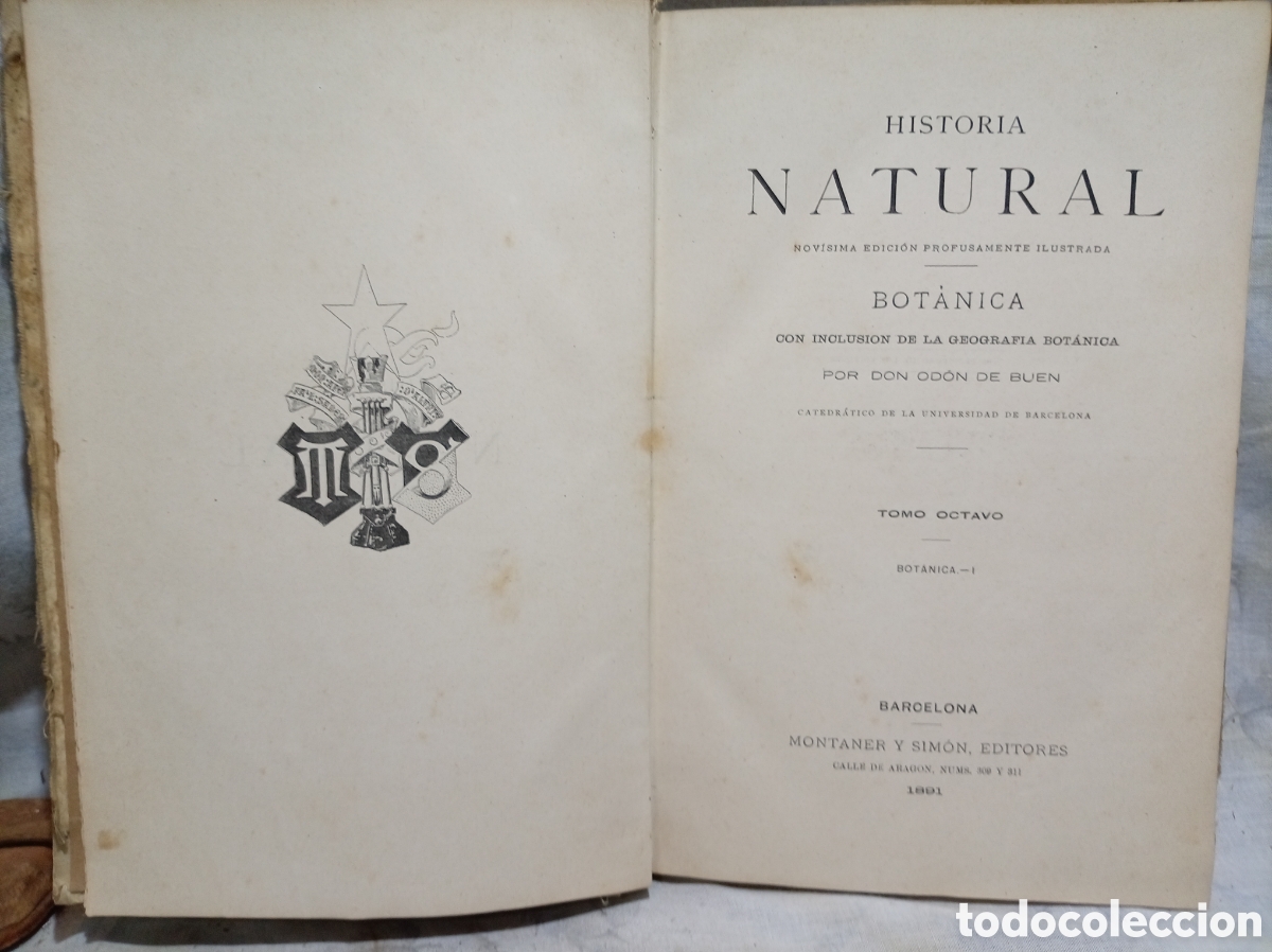 Libri antichi: 1891, HISTORIA NATURAL BOT&Aacute;NICA TOMO 8 POR DON OD&Oacute;N DE BUEN, MONTANER Y SIM&Oacute;N, EDITORES