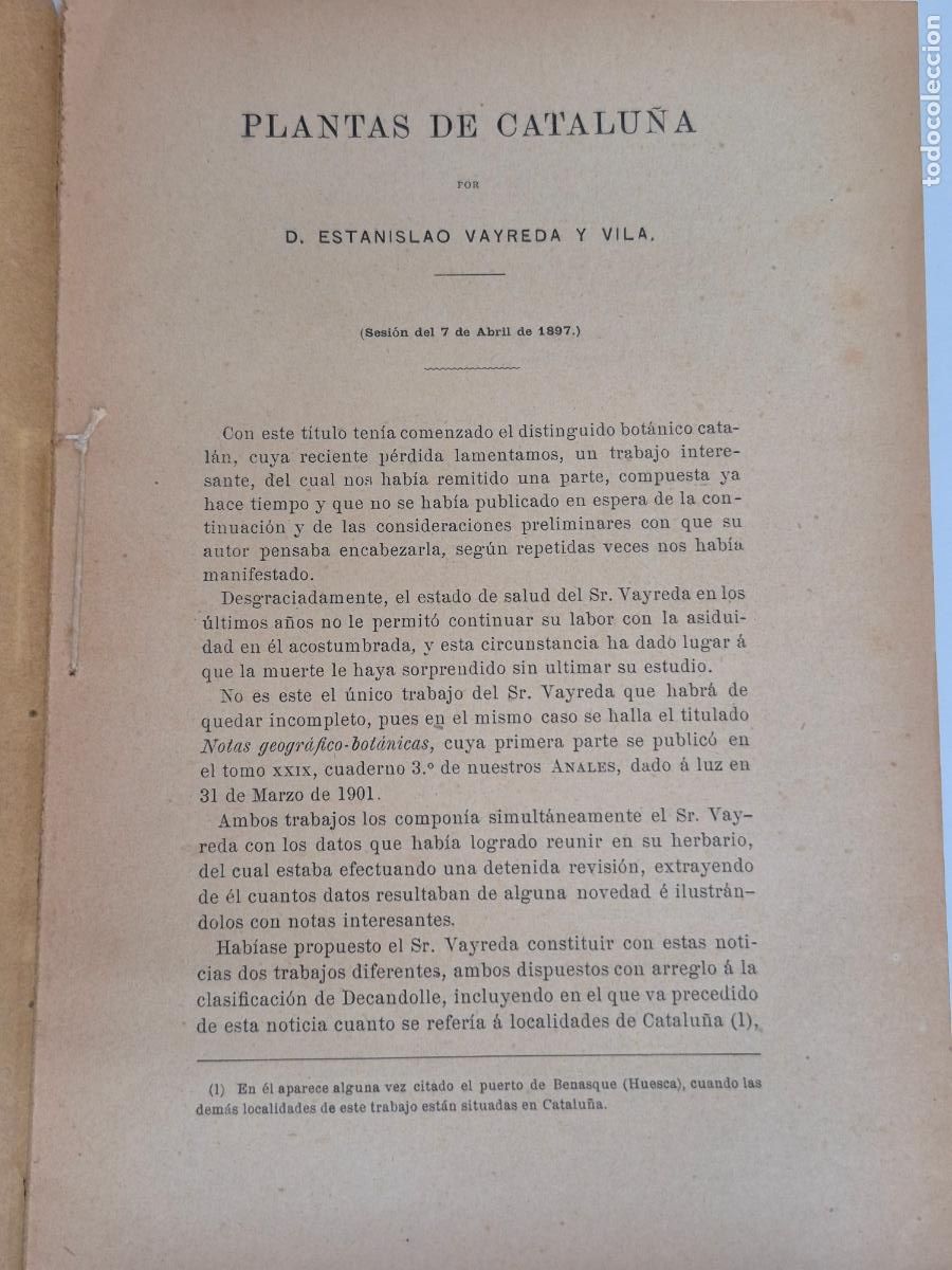 Libros antiguos: Plantas de Catalunya - D. Estanislao Vayreda y Vila - 1897 - 582 P&aacute;ginas