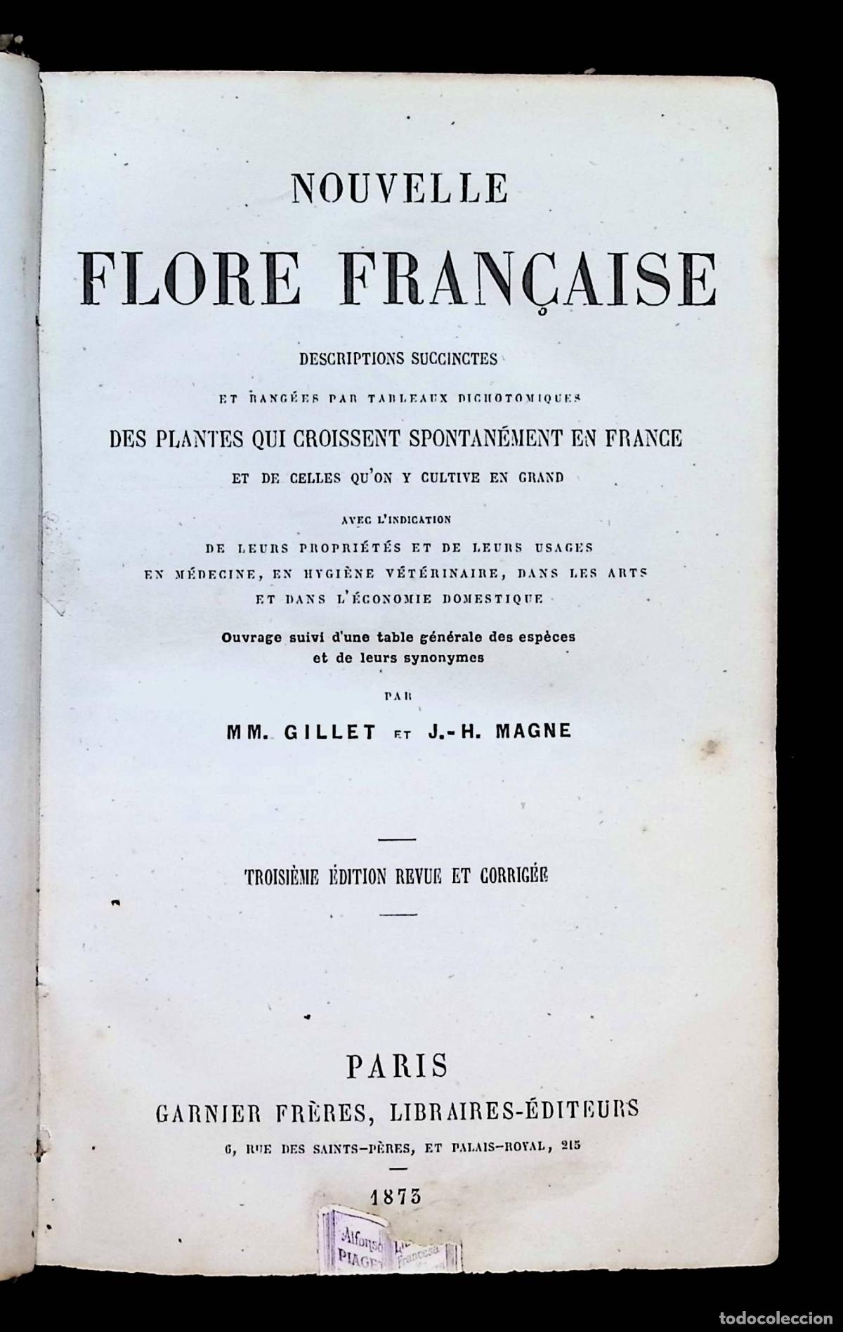 Libros antiguos: NOUVELLE FLORE FRAN&Ccedil;AISE. Descriptions succintes des plantes... - GILLET, MM. et MAGNE, J.-H. 1873.