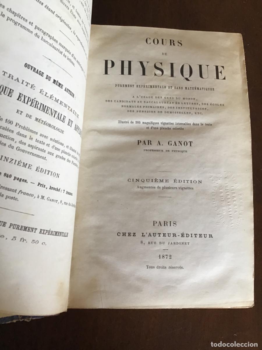Libros antiguos: Cours de Physique par A. Ganot, 5a Ed., 1872, Paris- ilustrada