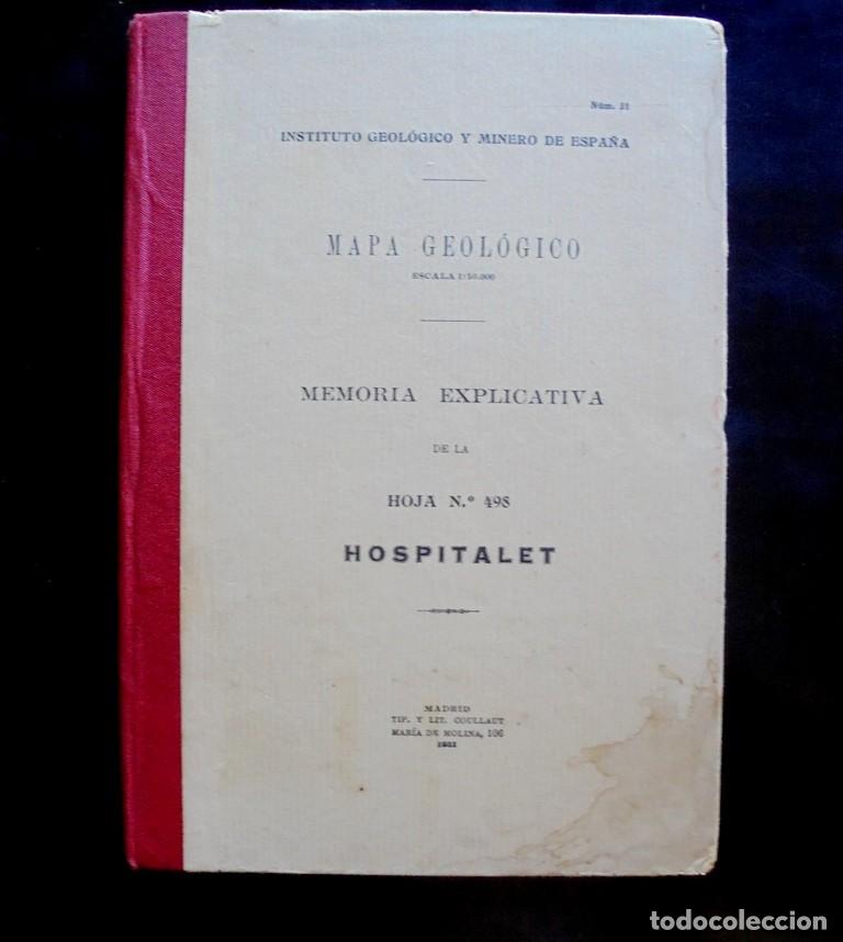 Libros antiguos: Mapa geol&oacute;gico Hospitalet [de l&rsquo;Infant]. Memoria explicativa de la Hoja n.&ordm; 498 Escala 1:50.000 1931