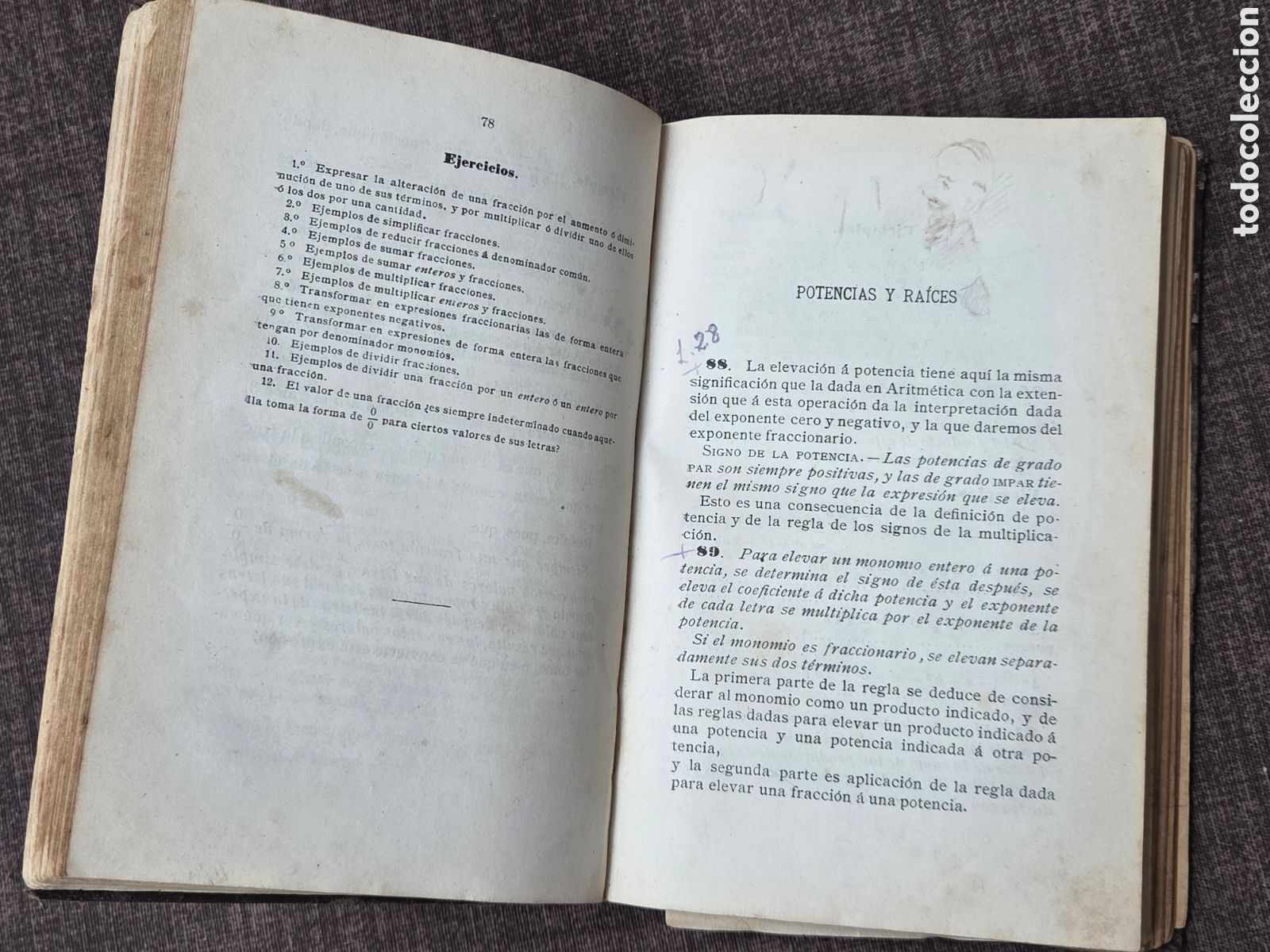 Libros antiguos: ALGEBRA, 1902 + TRIGONOMETR&Iacute;A 1901 Su&aacute;rez Somonte Ignacio. - Foto 5