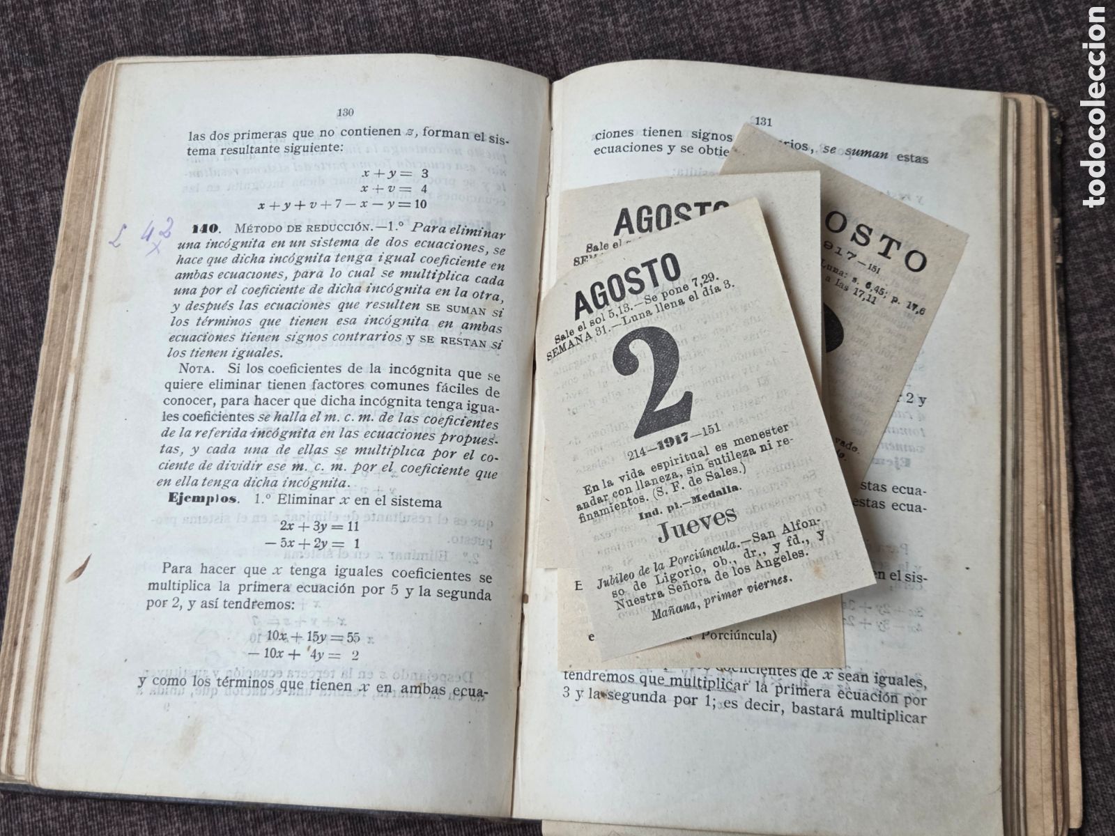Libros antiguos: ALGEBRA, 1902 + TRIGONOMETR&Iacute;A 1901 Su&aacute;rez Somonte Ignacio. - Foto 6