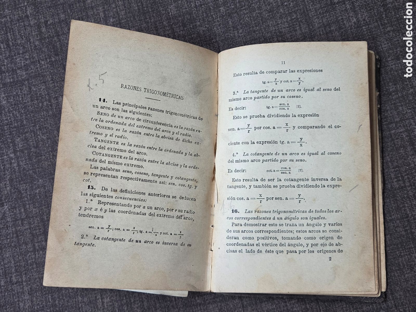 Libros antiguos: ALGEBRA, 1902 + TRIGONOMETR&Iacute;A 1901 Su&aacute;rez Somonte Ignacio. - Foto 8