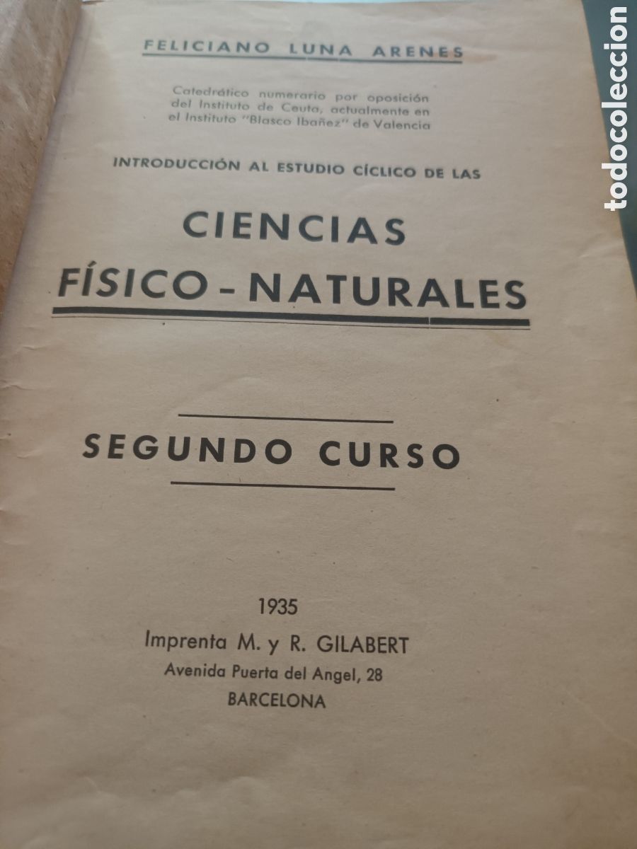 Libros antiguos: ANTIGUO LIBRO DE 1935 CIENCIAS F&Iacute;SICO- NATURALES SEGUNDO CURSO