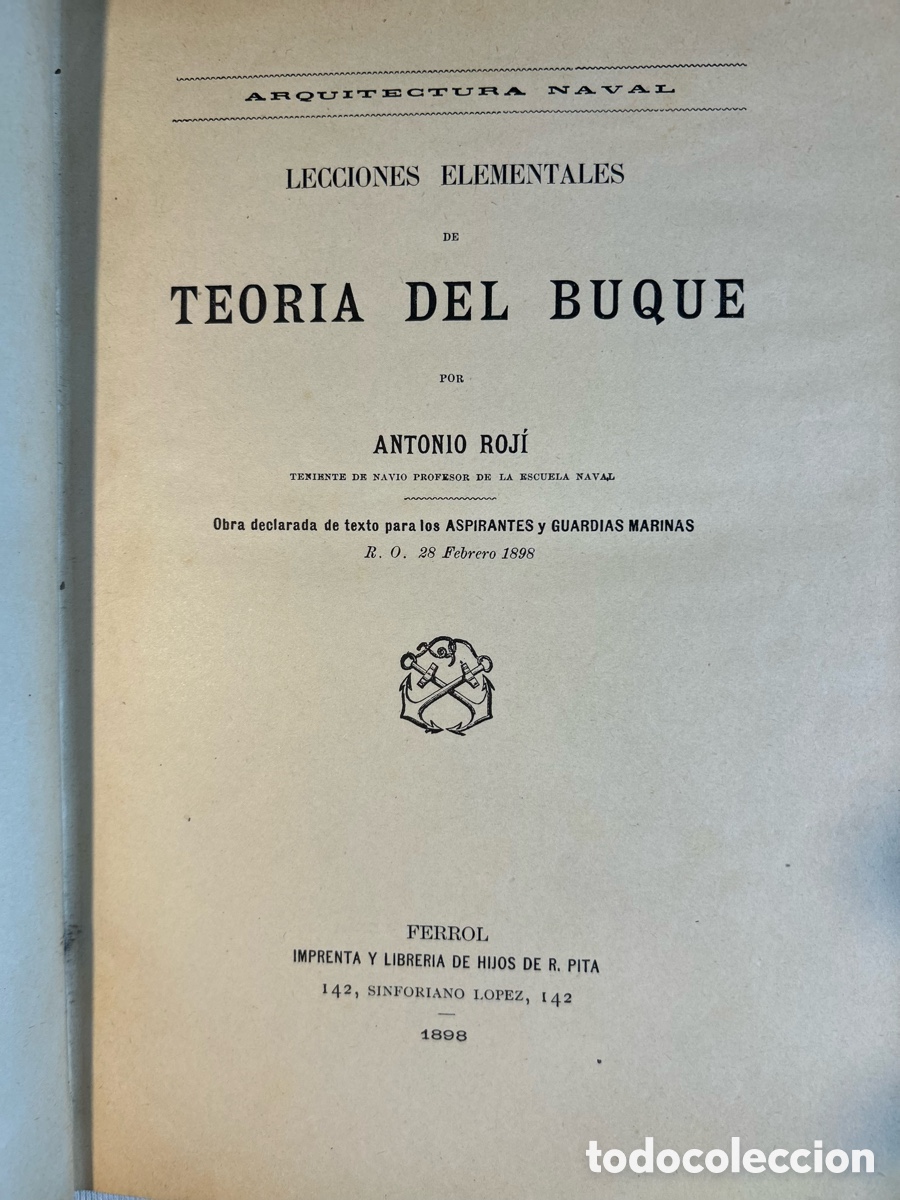Libros antiguos: TEORIA DEL BUQUE - ANTONIO ROJI - A6 - Foto 3