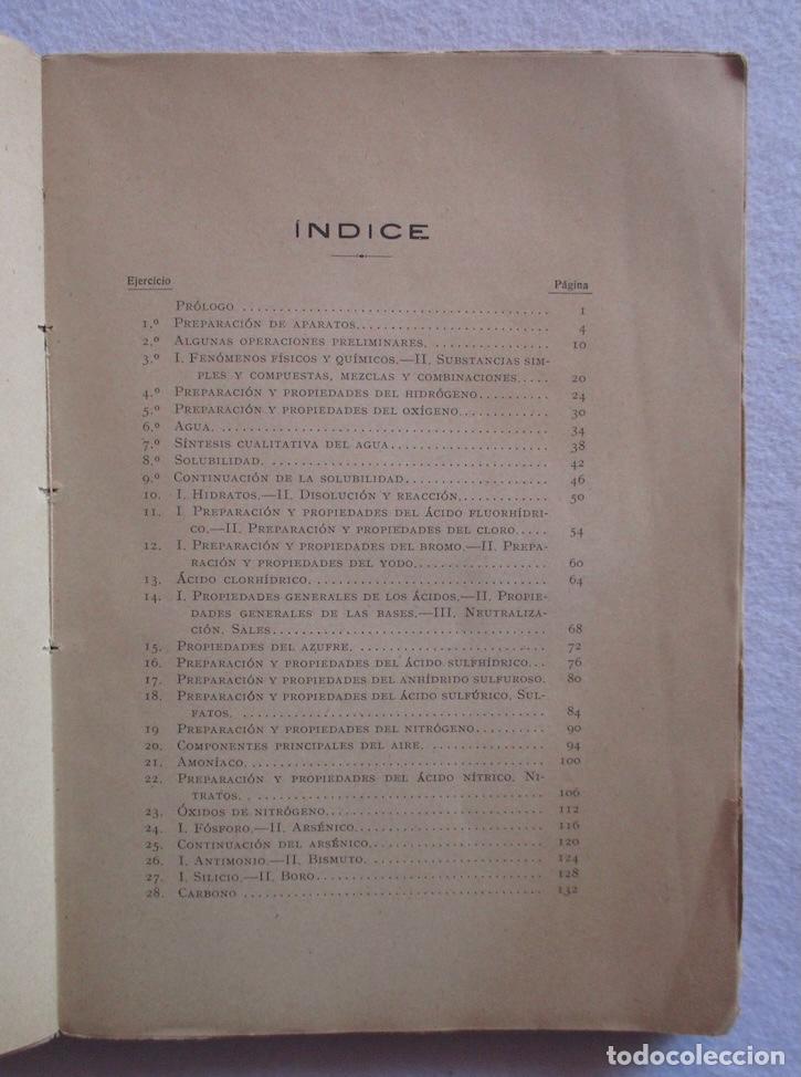Libros antiguos: EJERCICIOS PRACTICOS DE QUIMICA - MANUAL. A. CATALAN - 1919 - Foto 4