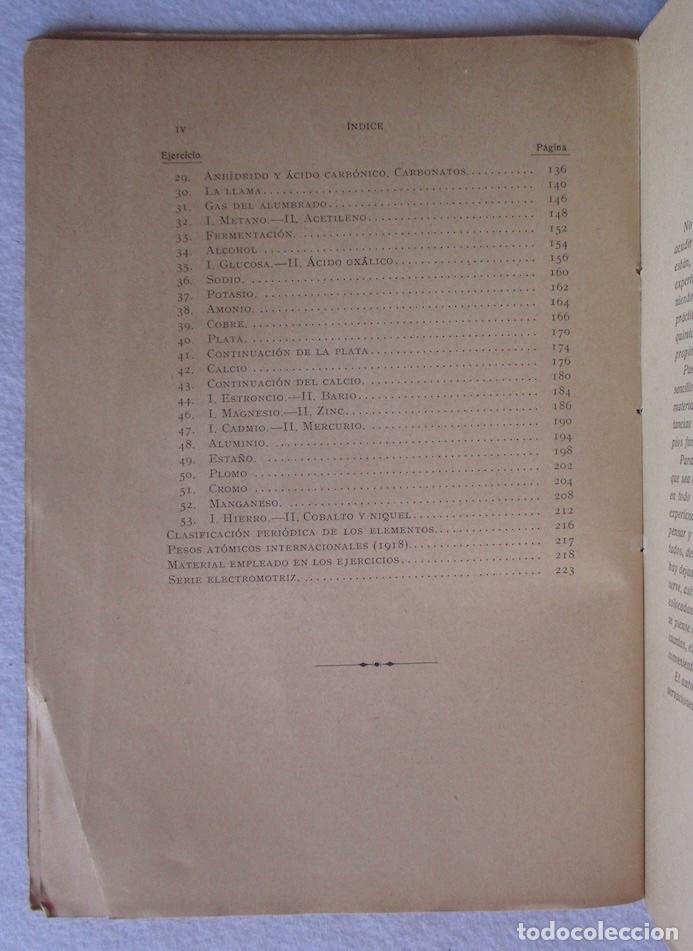 Libros antiguos: EJERCICIOS PRACTICOS DE QUIMICA - MANUAL. A. CATALAN - 1919 - Foto 5
