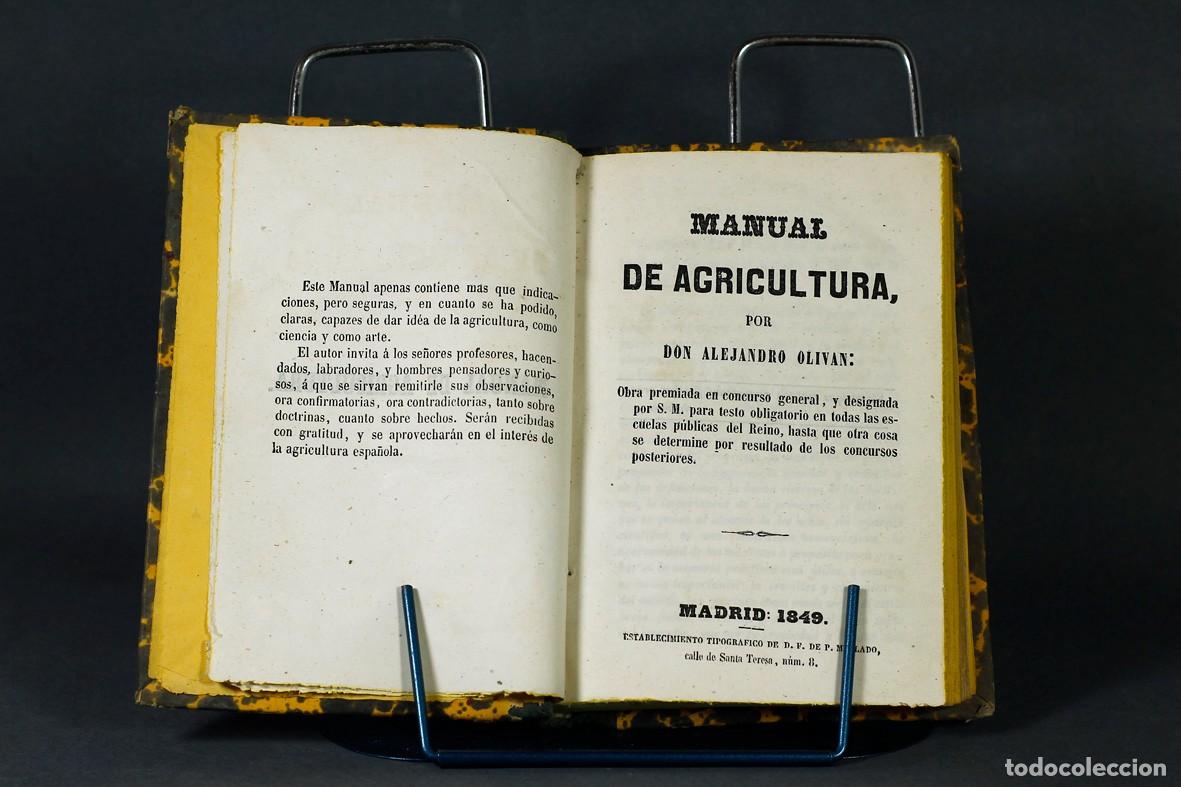 Antiquarische B&uuml;cher: MANUAL DE AGRICULTURA. ALEJANDRO OLIVAN. MADRID, 1849. SELLO DE D. JUAN ALIAGA SERRANO.