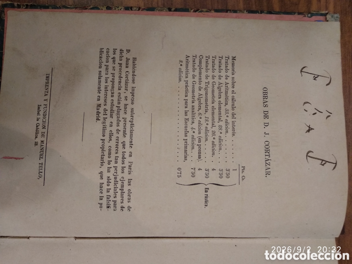 Libros antiguos: Geometr&iacute;a elemental (D.Juan Cort&aacute;zar) - Foto 22