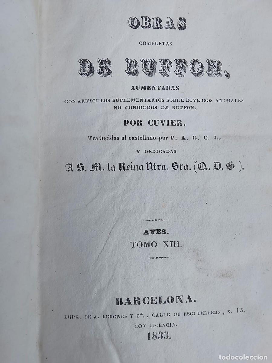 Libros antiguos: OBRAS BUFFON TOMO 13-14 AVES A&Ntilde;O 1834
