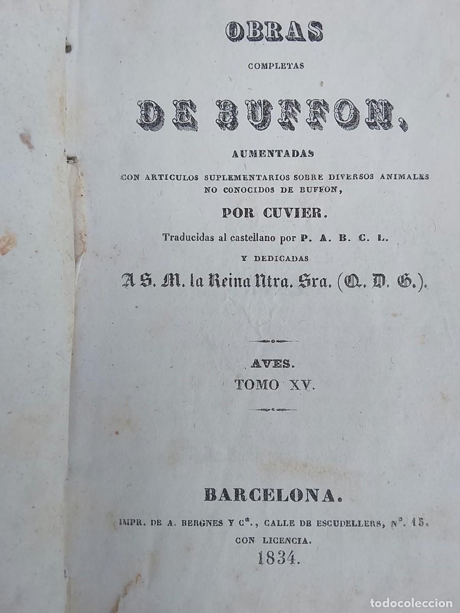 Libros antiguos: OBRAS DE BUFFON - AVES - TOMO 15 - 16 A&Ntilde;O 1834