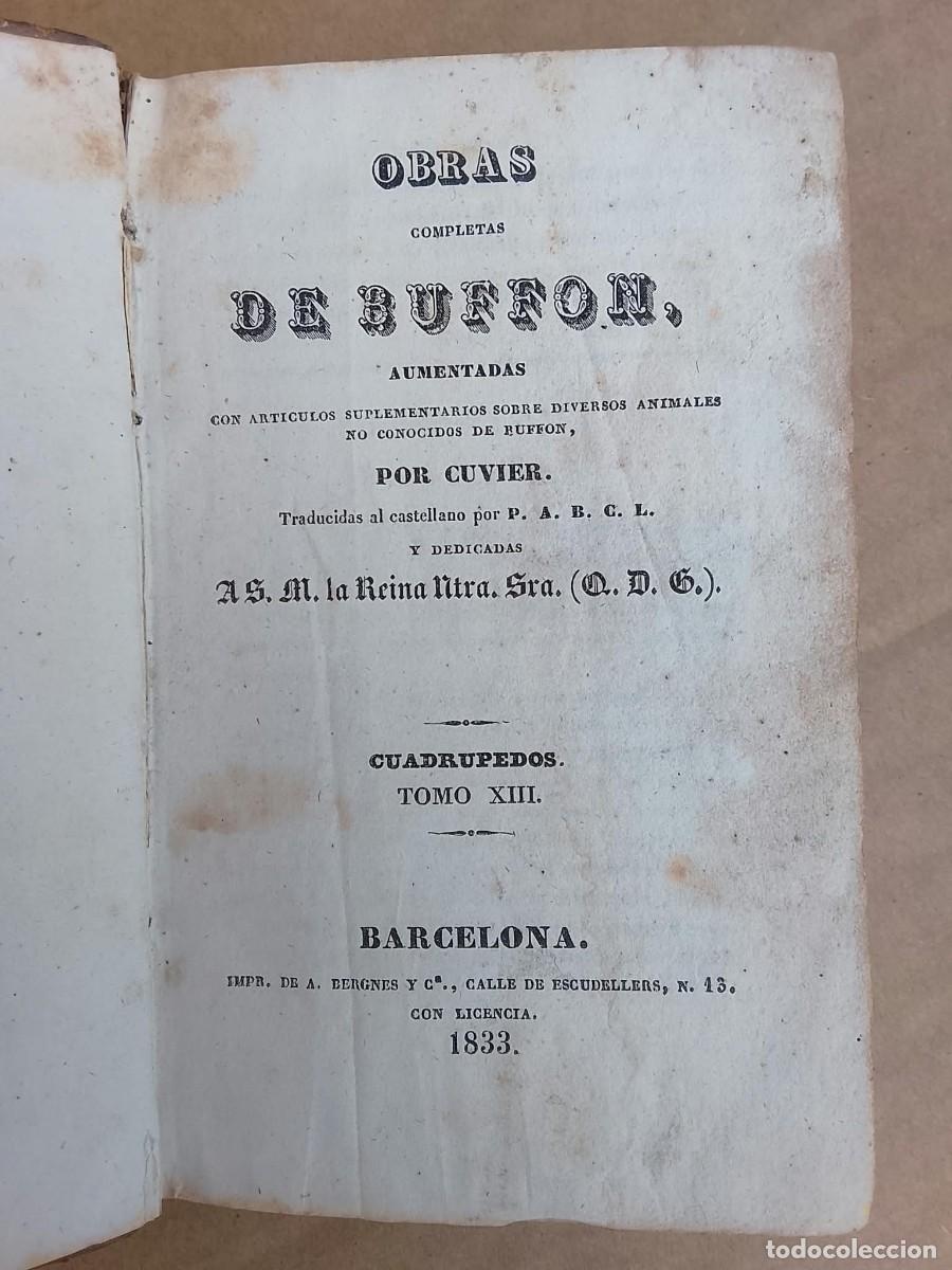 Libros antiguos: OBRAS BUFFON CUADRUPEDOS TOMO 13-14 A&Ntilde;O1833