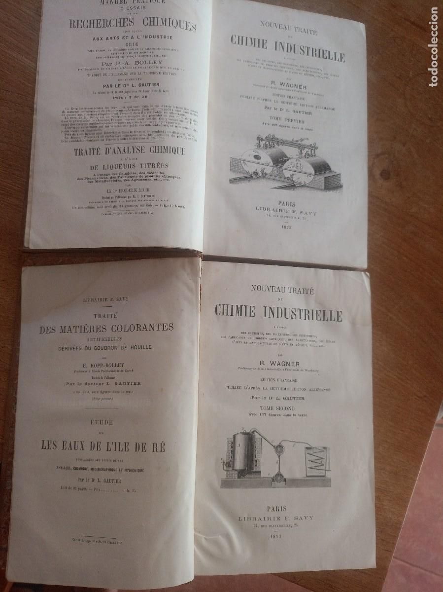 Libros antiguos: NOUVEAU TRAIT&Eacute; DE CHIMIE INDUSTRIELLE TOMOS 1 Y 2. COMPLETO - WAGNER, R. 1873