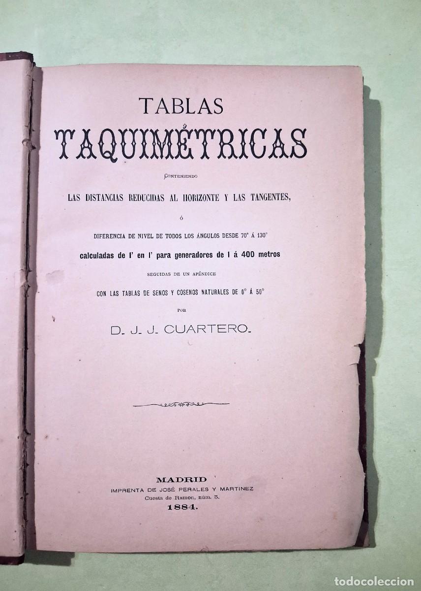 Libros antiguos: Tablas taquimetricas D.J.J. Cuartero 1884 - Foto 3