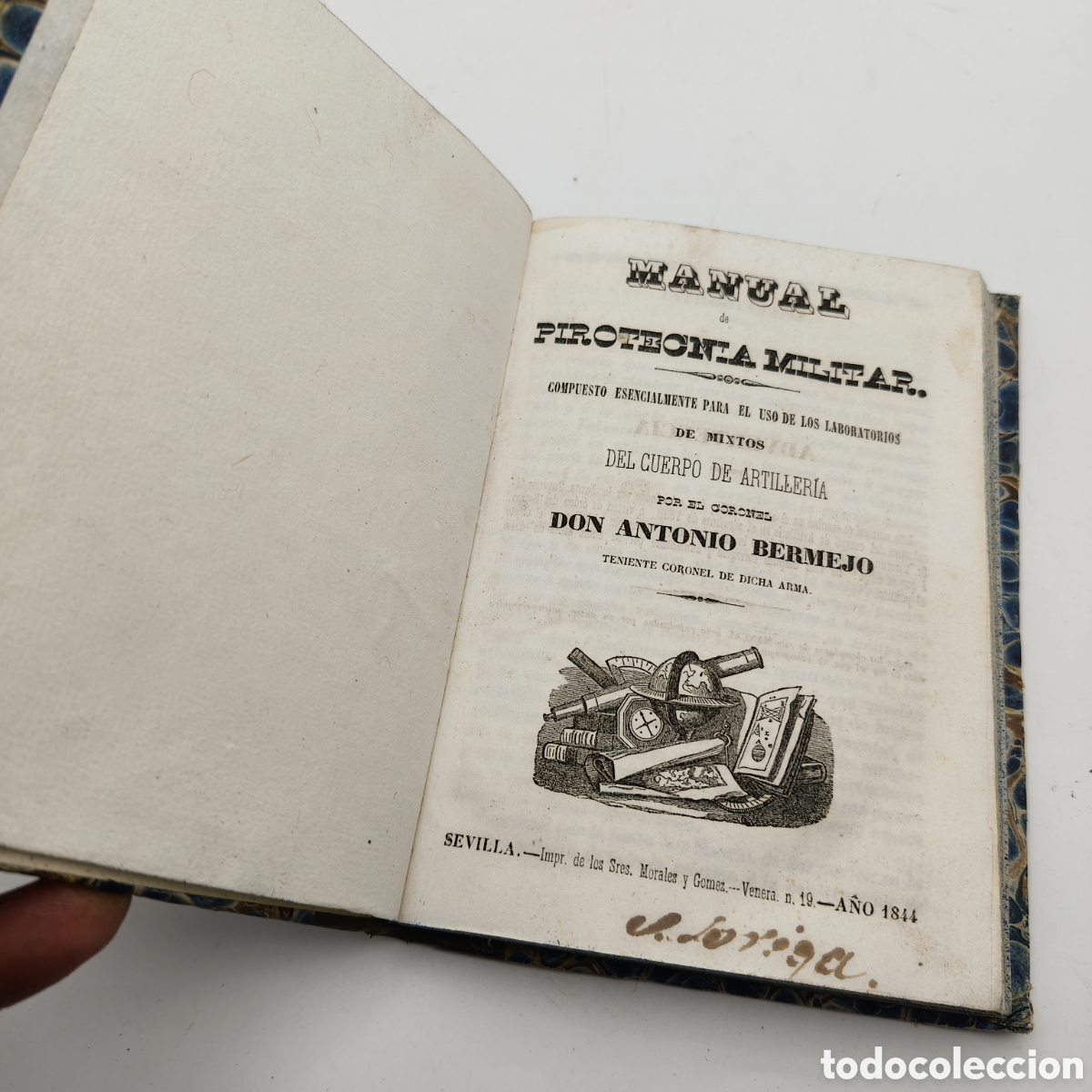 Libros antiguos: MANUAL DE PIROTECNIA MILITAR (1844) - CORONEL ANTONIO BERMEJO. SEVILLA. L&Aacute;MINAS DESPLEGABLES.ARTILLA