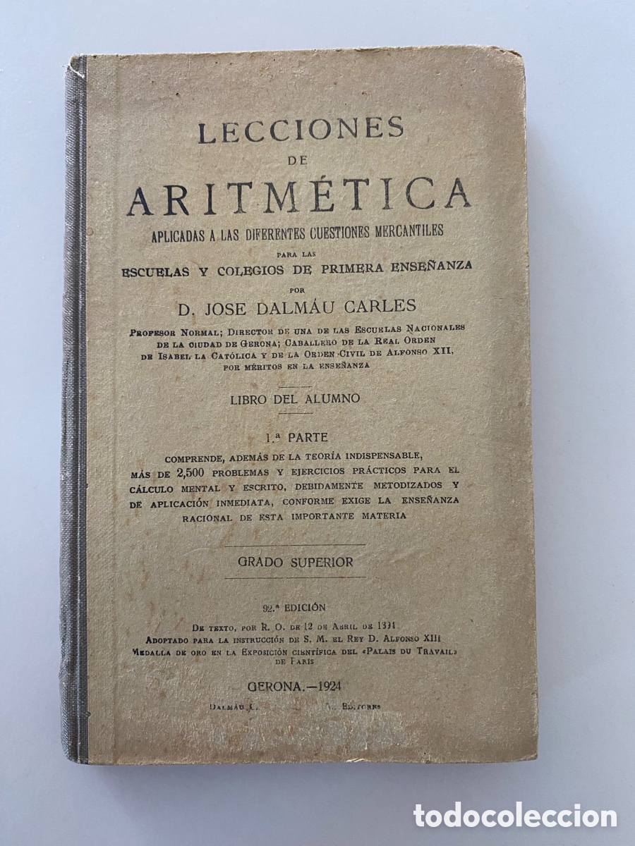 Libri antichi: Lecciones de Aritm&eacute;tica , a&ntilde;o 1924
