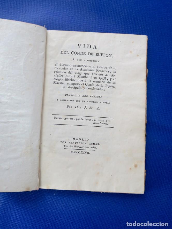 Libri antichi: VIDA DEL CONDE DE BUFFON Y DISCURSO DE RECEPCI&Oacute;N EN LA ACADEMIA FRANCESA. 1797. MADRID