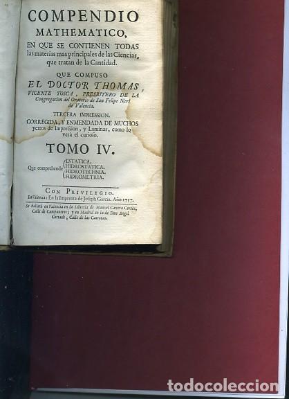 Old books: TOSCA, ,Compendio Mathematico, tomo IV 1727 oferta