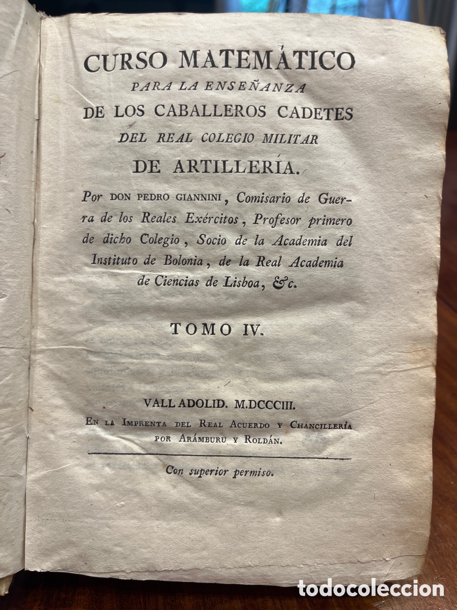 Libros antiguos: Curso matem&aacute;tico 1803