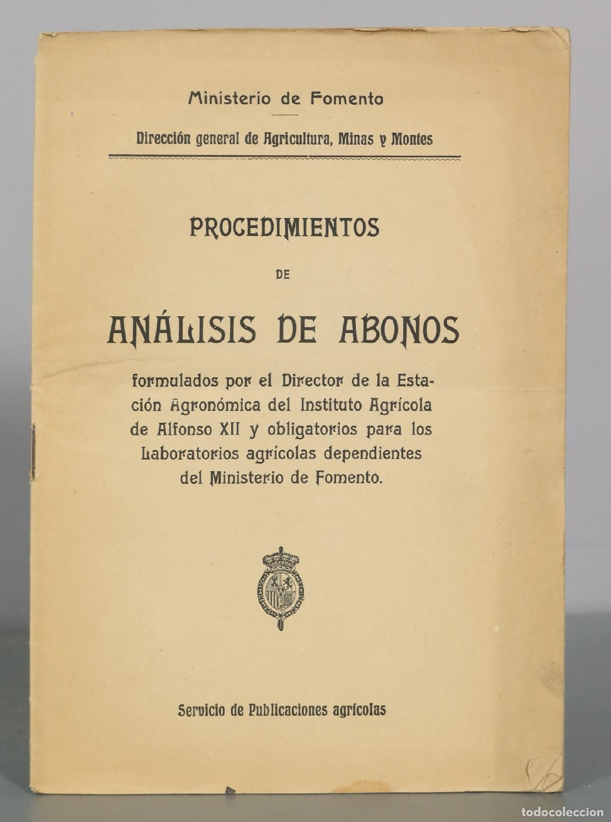 Libros antiguos: Procedimientos de an&aacute;lisis de abonos - Ministerio de Fomento