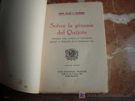 Libros antiguos: SOBRE LA G&Eacute;NESIS DEL QUIJOTE - Foto 2