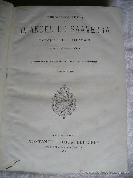 Libros antiguos: OBRAS COMPLETAS DEL DUQUE DE RIVAS. 1884. GRAN FORMATO. - Foto 7