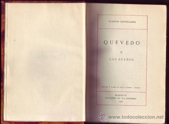 Libros antiguos: Francisco de QUEVEDO. Los sue&ntilde;os. Tomo I y Tomo II. Ediciones de - Foto 1