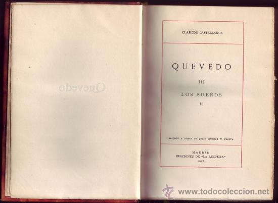 Libros antiguos: Francisco de QUEVEDO. Los sue&ntilde;os. Tomo I y Tomo II. Ediciones de - Foto 2