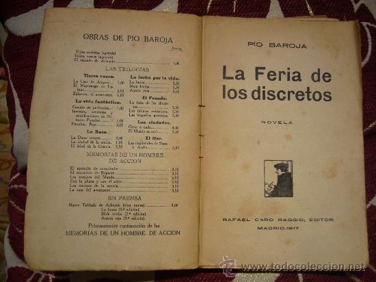 Libros antiguos: &rdquo;LA FERIA DE LOS DISCRETOS&rdquo; DE PIO BAROJA. 1.917. - Foto 1