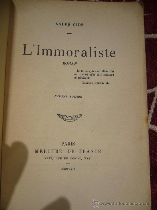 Libros antiguos: &rdquo;LIMMORALISTE&rdquo; DE ANDRE GIDE. 1.917. - Foto 2