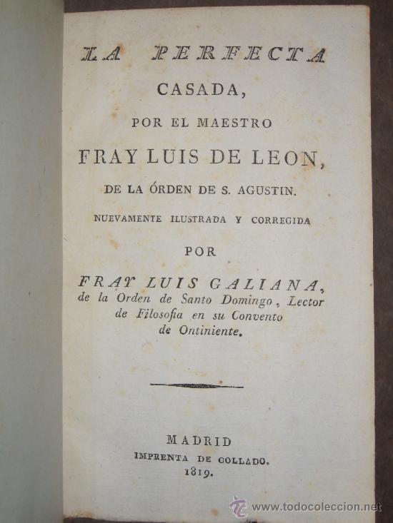 Libros antiguos: La Perfecta Casada. 1819. Fray Luis de Le&oacute;n. - Foto 3