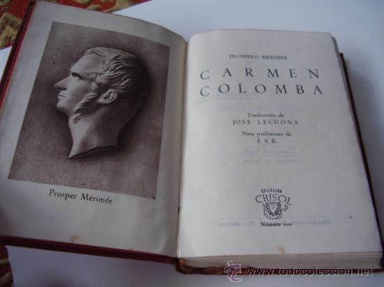 Libros antiguos: Prospero Merimee, Carmen Colomba, Crisol n&ordm; 100 - Foto 3